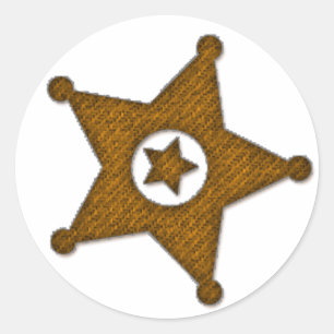 Bruine getextureerde Westerne Sherriff Badge Stick Ronde Sticker