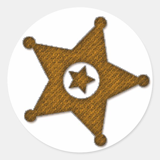 Bruine getextureerde Westerne Sherriff Badge Stick Ronde Sticker (Voorkant)