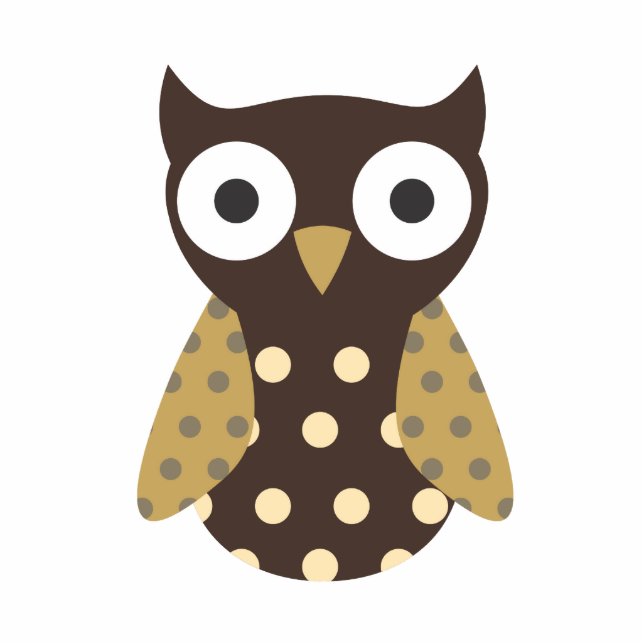 Bruine gevlekte uil staand fotobeeldje  (Voorkant)