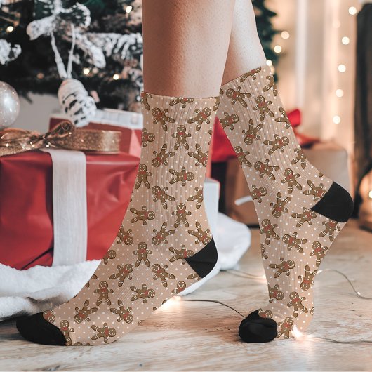 Bruine Gingerbrood Man Stippen Kerstmis Sokken