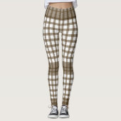 Bruine Gingham Blokken Leggings (Voorkant)