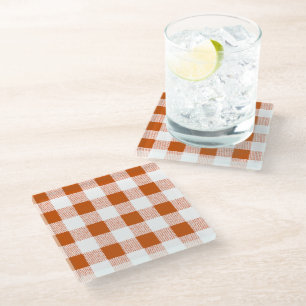 Bruine gingham check glazen onderzetter