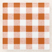 Bruine gingham check glazen onderzetter (Voorkant)