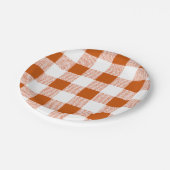 Bruine gingham check papieren bordje (Gekanteld)