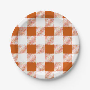 Bruine gingham check papieren bordje