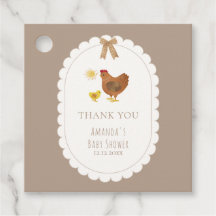 Bruine Gingham Cottagecore Hen Kuiken Baby Shower