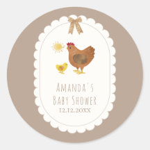 Bruine Gingham Cottagecore Hen Kuiken Baby Shower
