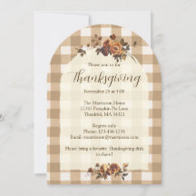 Bruine Gingham Herfst Bloemen Boog Thanksgiving