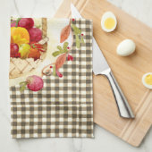 Bruine Gingham  Herfst Oogstmand Theedoek (Quarter Fold)