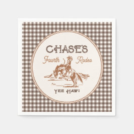 Bruine Gingham Rodeo Papieren Servetten