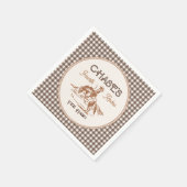 Bruine Gingham Rodeo Papieren Servetten (Hoek)