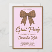 Bruine Gingham Strik Das Foto Afstudeerfeest Kaart (Achterkant)