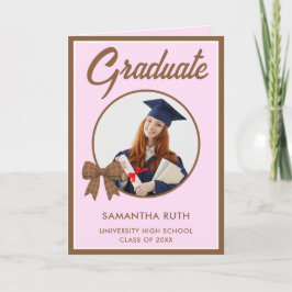 Bruine Gingham Strik Foto Afstudeercadeau  Kaart