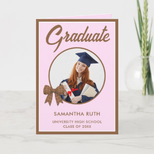 Bruine Gingham Strik Foto Afstudeercadeau  Kaart
