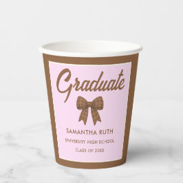 Bruine Gingham Strik Geschenkfeest Papieren Bekers