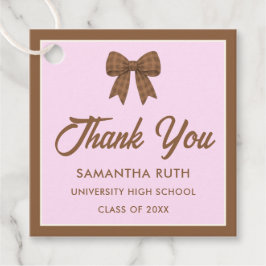 Bruine Gingham Strik Geschenklabels voor Afstudeer Bedankjes Labels
