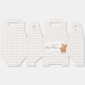 Bruine Gingham Teddybeer Neutrale Baby Shower Papi Bedankdoosjes (Ongevouwen)