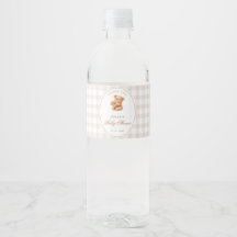 Bruine Gingham Teddybeer Neutrale Baby Shower Papi