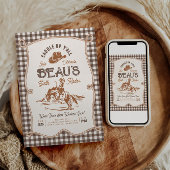 Bruine Gingham Touw Rodeo Uitnodiging