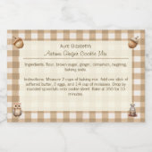 Bruine Gingham Uilen Eikels Herfst Ginger Cooke Mi Voedselcontainer Etiket (Enkel label)