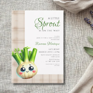 Bruine Gingham Venkel Kleine Spruit Baby Shower Kaart