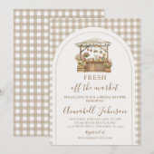 Bruine Gingham Vers Van De Markt Bruidsdouche Kaart (Voorkant / Achterkant)