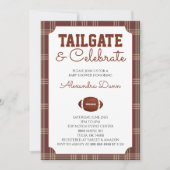 Bruine Gingham Voetbal Tailgate Baby Shower Kaart (Voorkant)