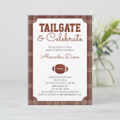 Bruine Gingham Voetbal Tailgate Baby Shower Kaart (Staand voorkant)