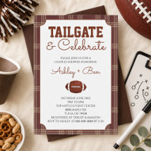 Bruine Gingham Voetbal Tailgate Koppels Bruiloftsd