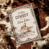 Bruine Gingham Westerse Baby Shower Uitnodiging