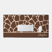 Bruine Giraffe Dierenprint Aangepaste Cursieve Naa Bureaumat (Keyboard & Muis)