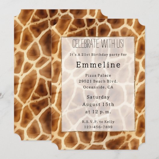 Bruine Giraffe Dierenprint Kaart (Voorkant / Achterkant)