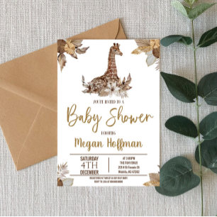 Bruine Giraffe Met Baby shower begroet Kaart