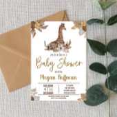 Bruine Giraffe Met Baby shower begroet Kaart