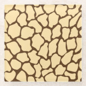 Bruine Giraffe Patroon – Minimal Dierenprint Glazen Onderzetter (Voorkant)