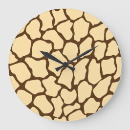 Bruine Giraffe Patroon – Minimalistisch Dierprint Grote Klok