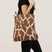 Bruine Giraffe Print Tote Bag (Dichtbij)