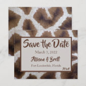 Bruine Giraffe Sla de datumkaart op Save The Date (Voorkant / Achterkant)
