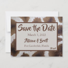 Bruine Giraffe Sla de datumkaart op Save The Date