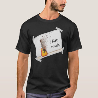 bruine gitaarmuziek met muziek t-shirt
