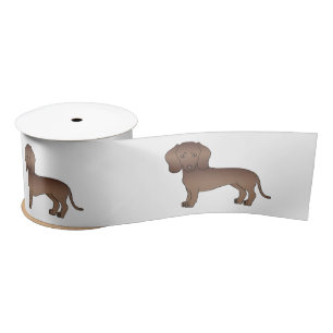 Bruine gladharige dachshund Mopshond Illustratie Satijnen Lint