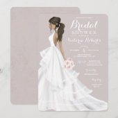 Bruine glam bruid trouwjurk bruidsdouche kaart (Voorkant / Achterkant)