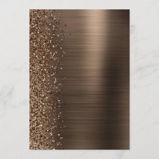 Bruine Glitter Borstelmetaal Script Bruiloft Menu (Achterkant)
