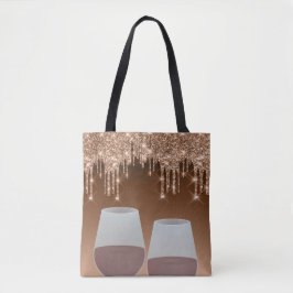 Bruine Glitter Drip Canvas tas