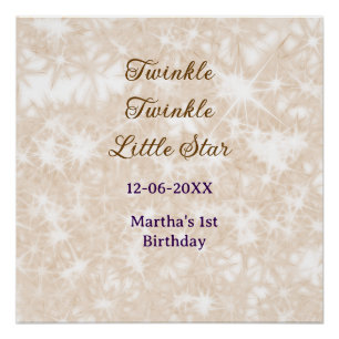 Bruine glitters verjaardag twinkle twinkle little perfect poster