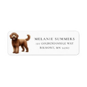 Bruine Goldendoodle Retouradreslabel Etiket (Voorkant)