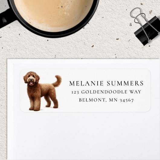 Bruine Goldendoodle Retouradreslabel Etiket