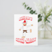 Bruine gordel Merry Kick-Mas! Feestdagenkaart (Staand voorkant)