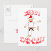 Bruine gordel Merry Kick-Mas! Feestdagenkaart (Voorkant / Achterkant)