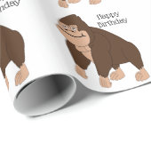 Bruine Gorilla Ontwerp Verjaardag Inpakpapier (Rol Hoek)